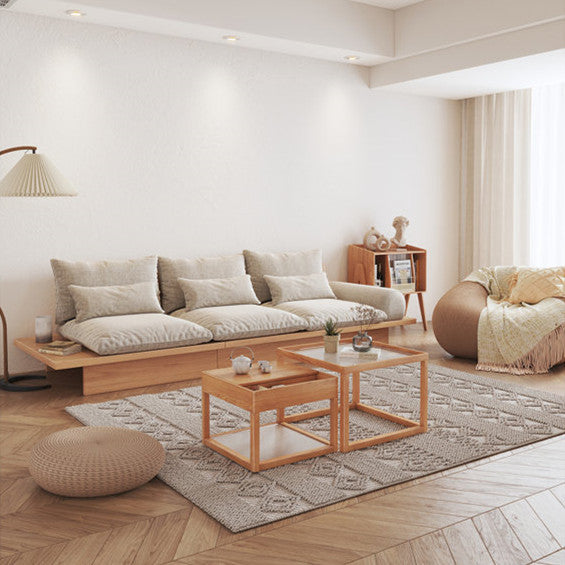 Limited time sale -Japandi Solid Wood Sofa with Storage Underneath