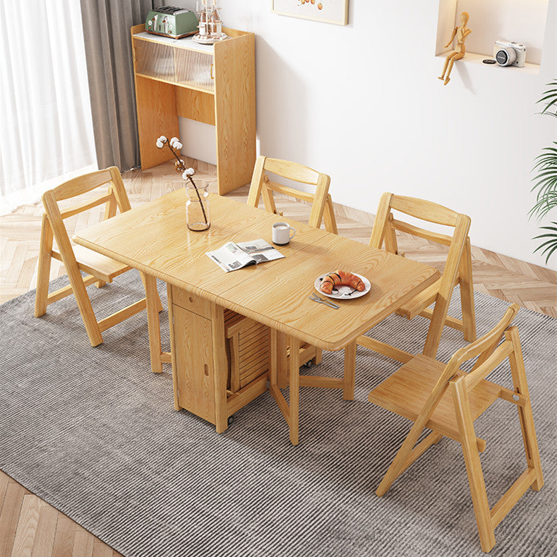Drop Leaf Folding Dining Table With Foldable Chairs Set 5-Piece
