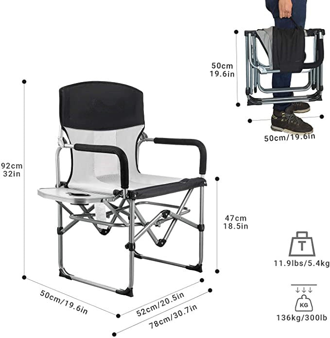 Limited time sale -Heavy Duty Compact Camping Folding Mesh Chair with Side Table and Handle