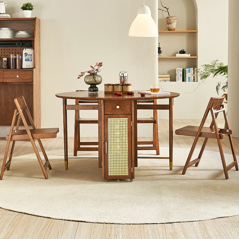 Last 3 days -Double Drop Leaf Round Table with 4 Folding Chairs