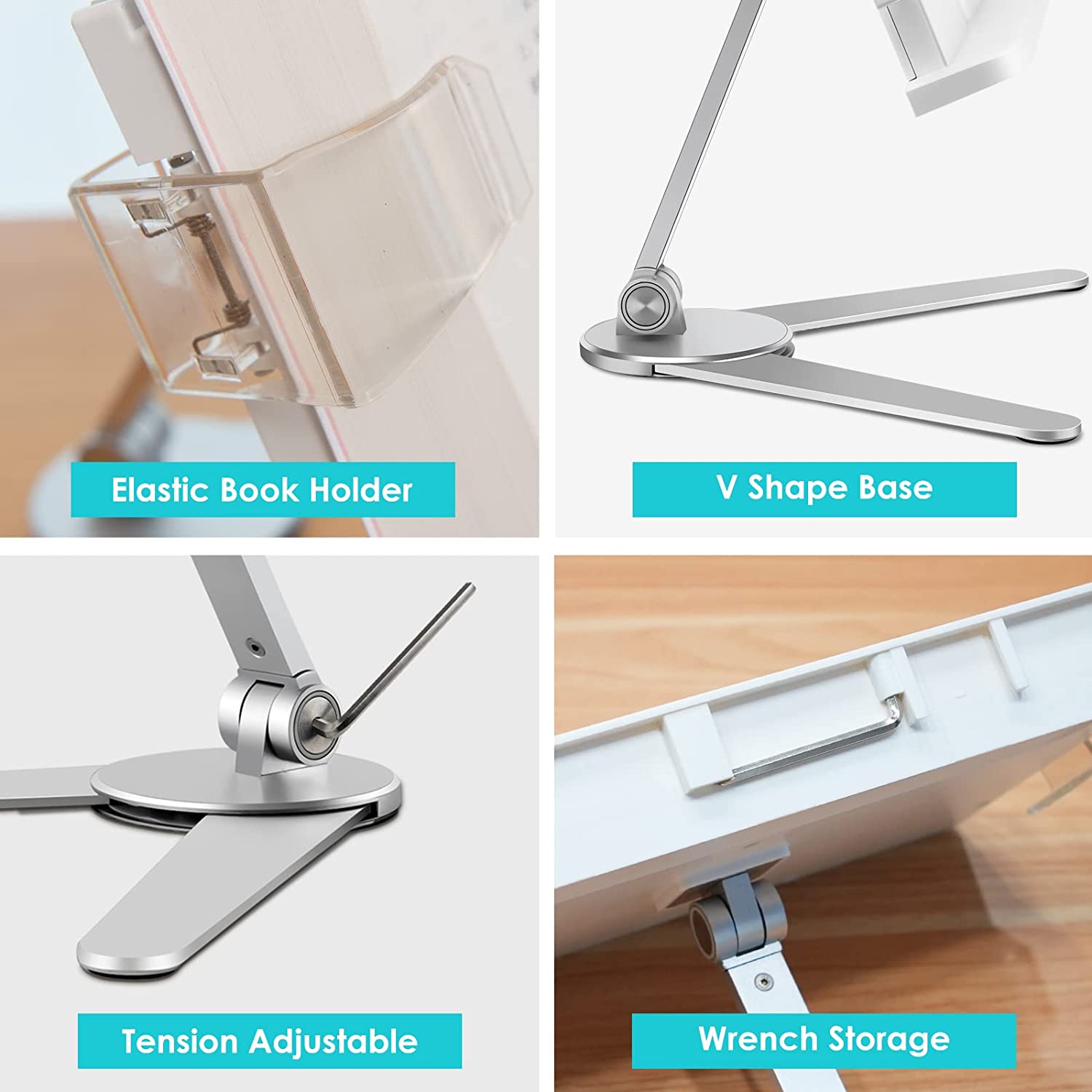 Limited time sale -2022 New Arrival Aluminum Alloy Adjustable Height & Angle Book Stand