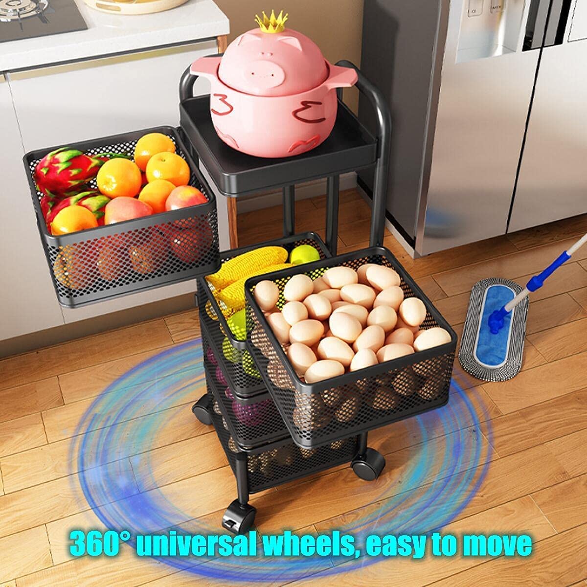 Limited time sale -Multi- Layer Rotating Kitchen Storage Rack with Universal Wheels