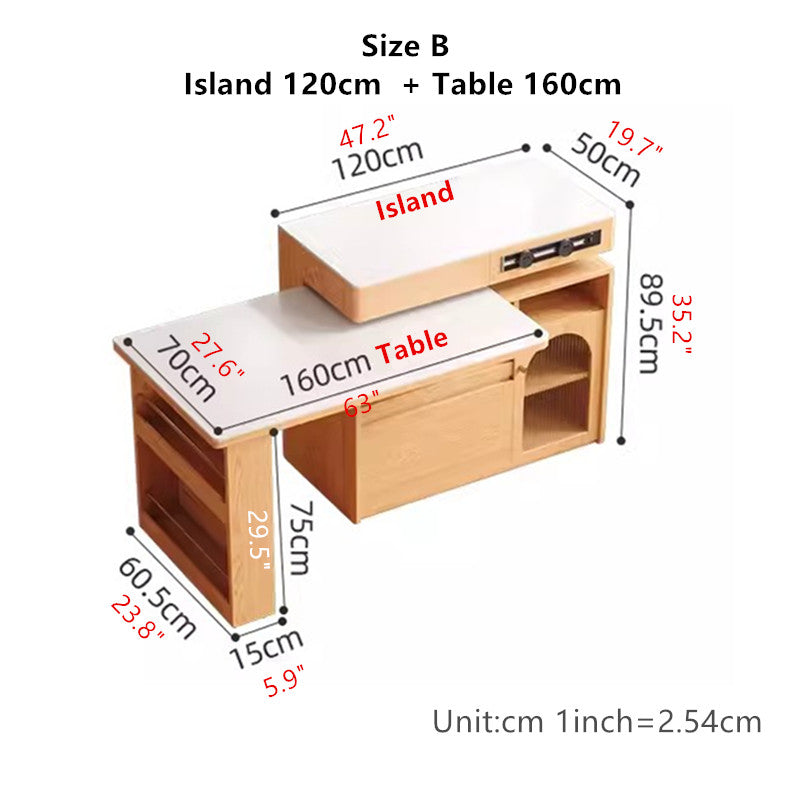 Sintered Stone Kitchen Island with 180 Degree Rotating Table
