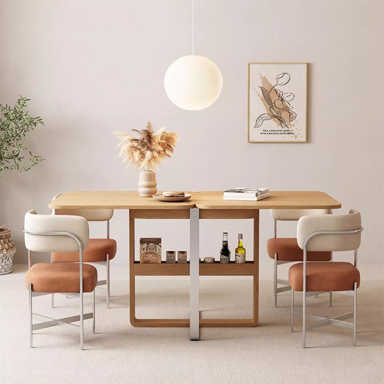 Limited time sale -Extendable Tabletop Solid Wood Dining Table