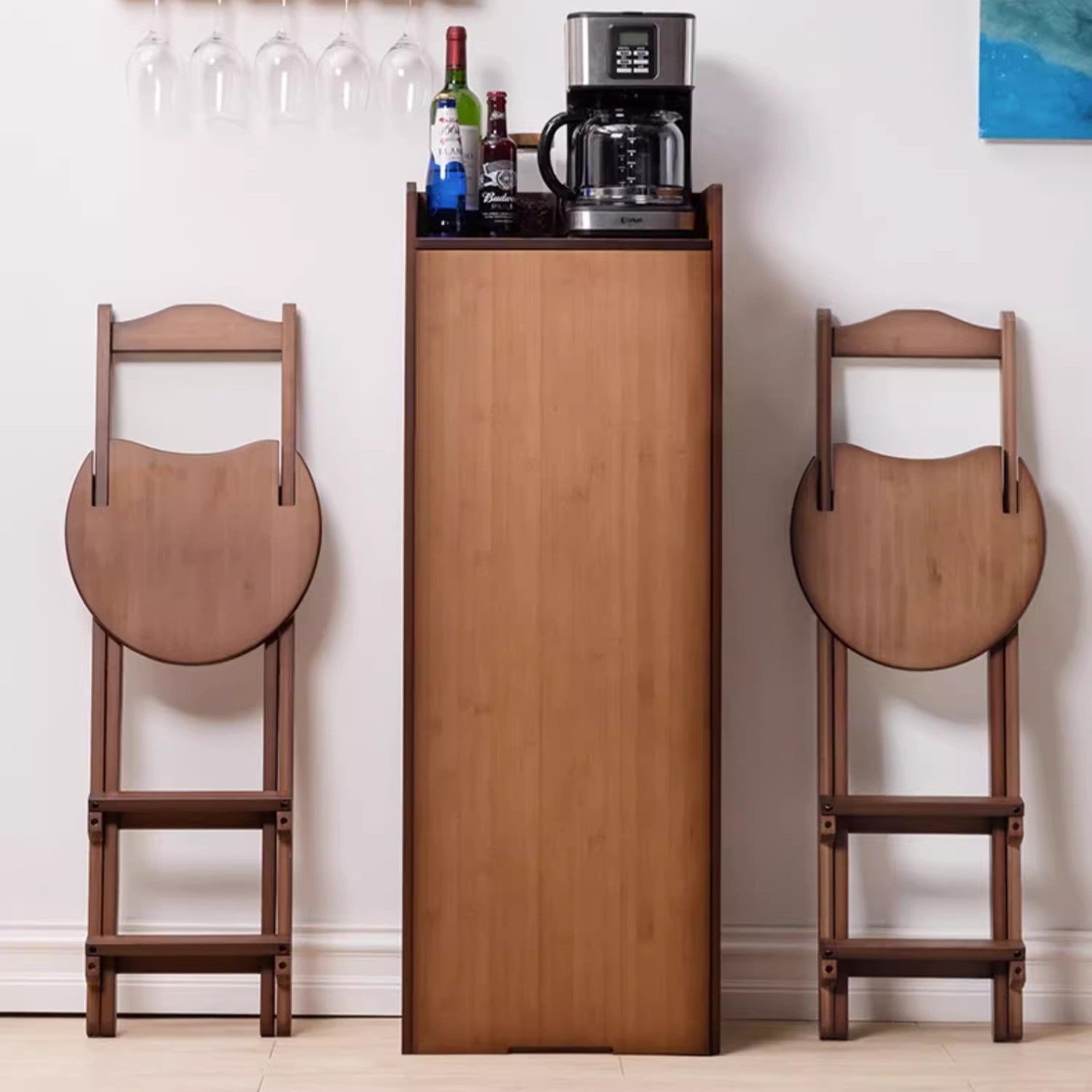 Limited time sale -Folding Bamboo Bar Table with Storage Rack