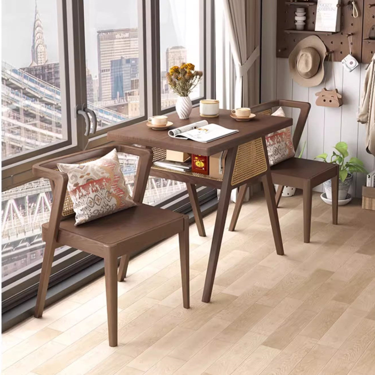 Last 3 days -Space Saver Solid Wood Table with 2 Chairs Set