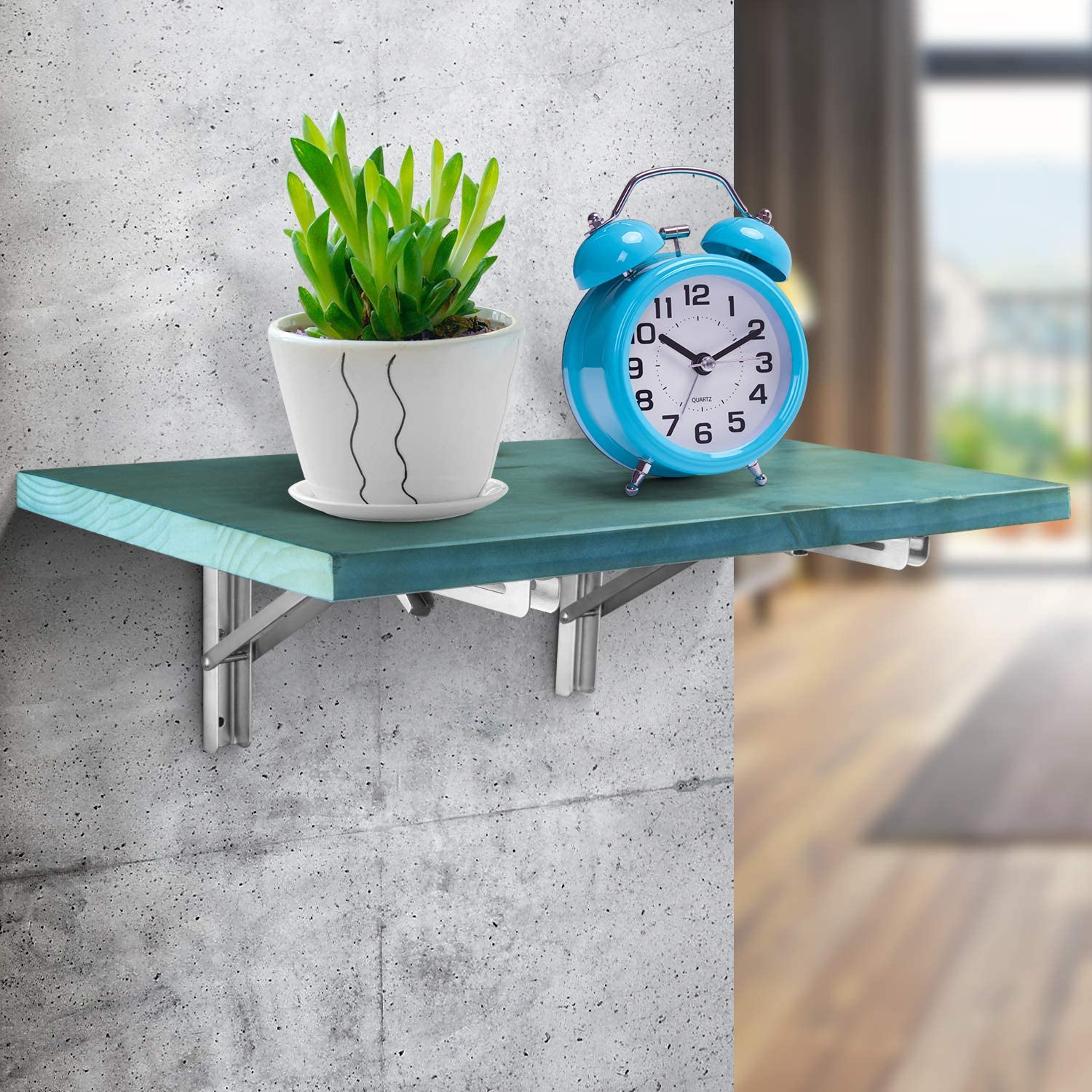 Limited time sale -Heavy Duty Stainless Steel Collapsible Bracket for DIY Space Saving Wall Mounted Work Bench Pack of 2
