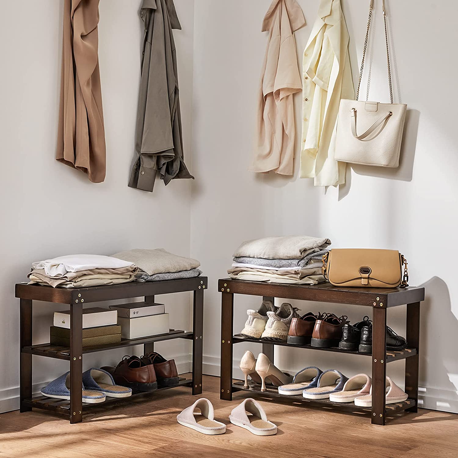 Limited time sale -Bamboo Shoe Rack Bench Organizer Shelf