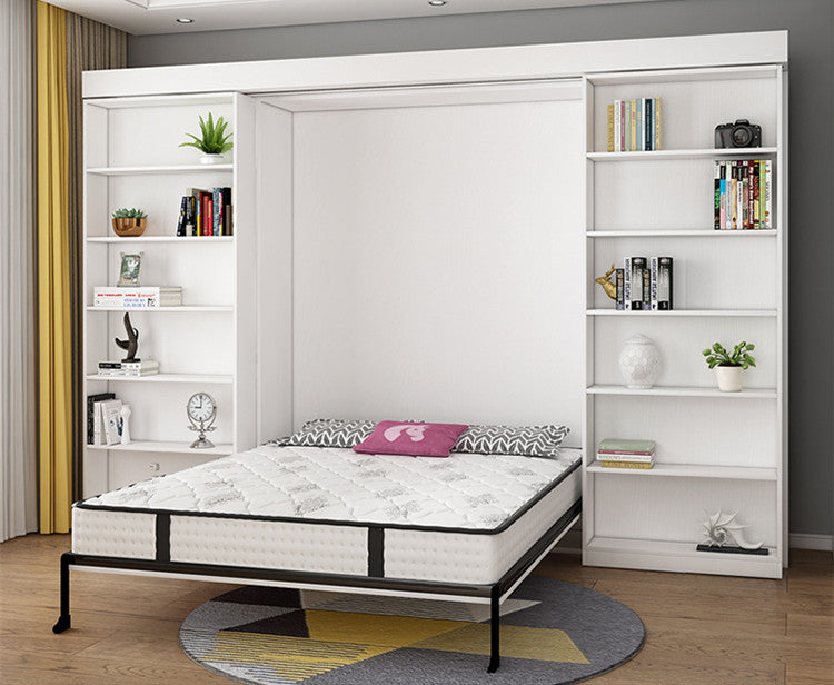 Murphy Bed with Bookshelf and Wardrobe and Foldable Desk