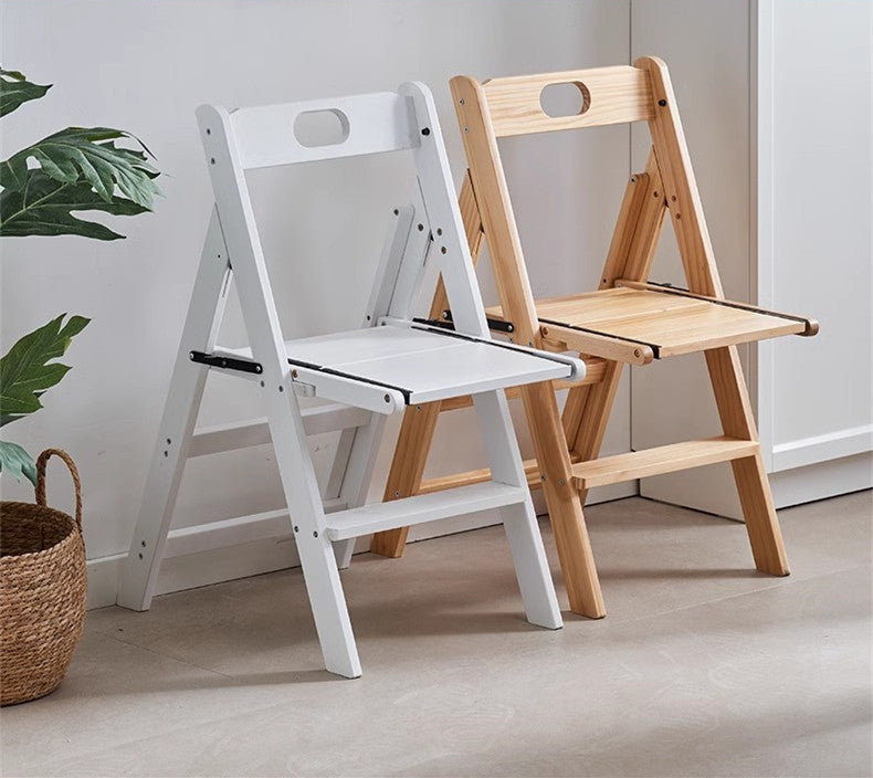Limited time sale -Multifunction Solid Wood Foldable Step Chair with Armrests