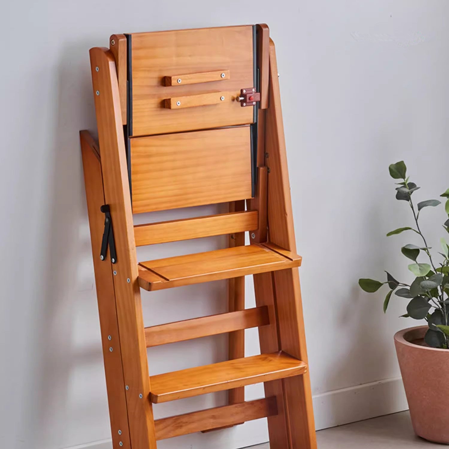 Limited time sale -Multifunction Solid Wood Foldable Step Chair with Armrests