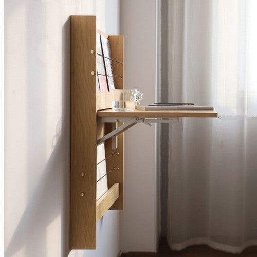 Wall Mounted Foldable Desk With Storage Shelf