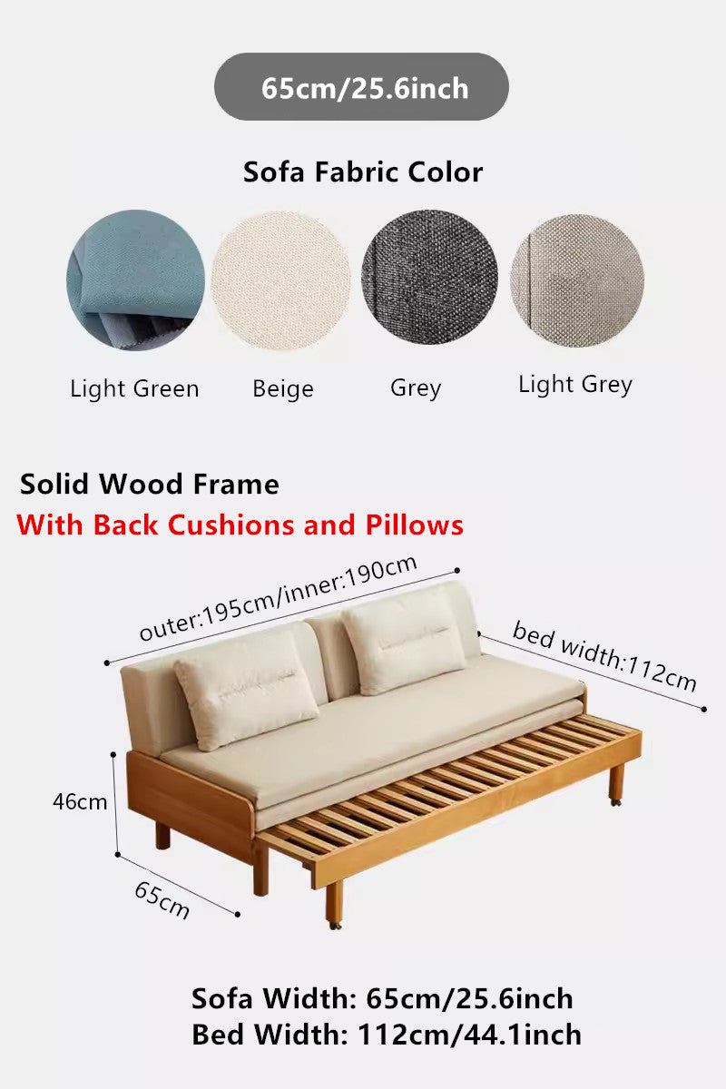 Limited time sale -Japandi Pull Out Solid Beech Wood Day Bed