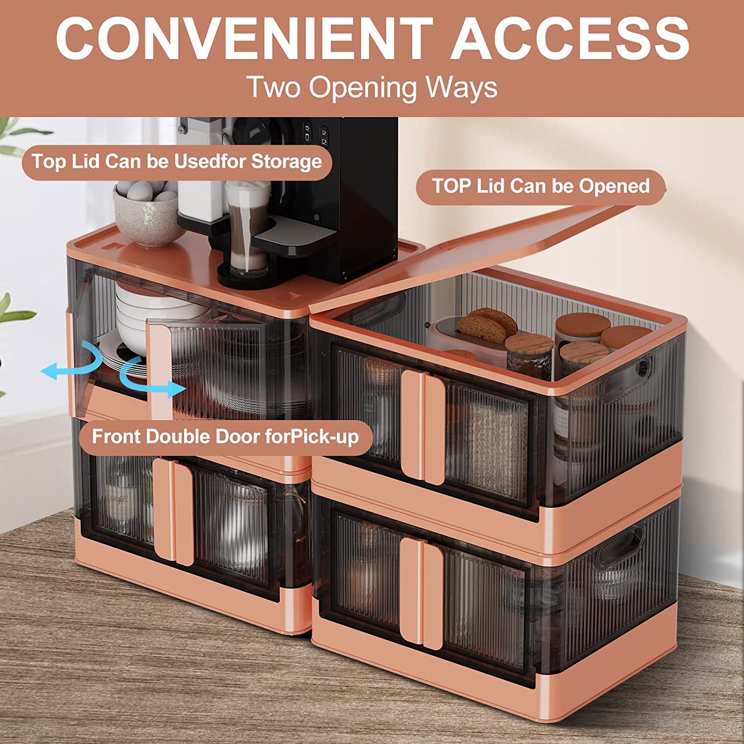 Limited time sale -Stackable and Collapsible Storage Bins with Lids and Doors