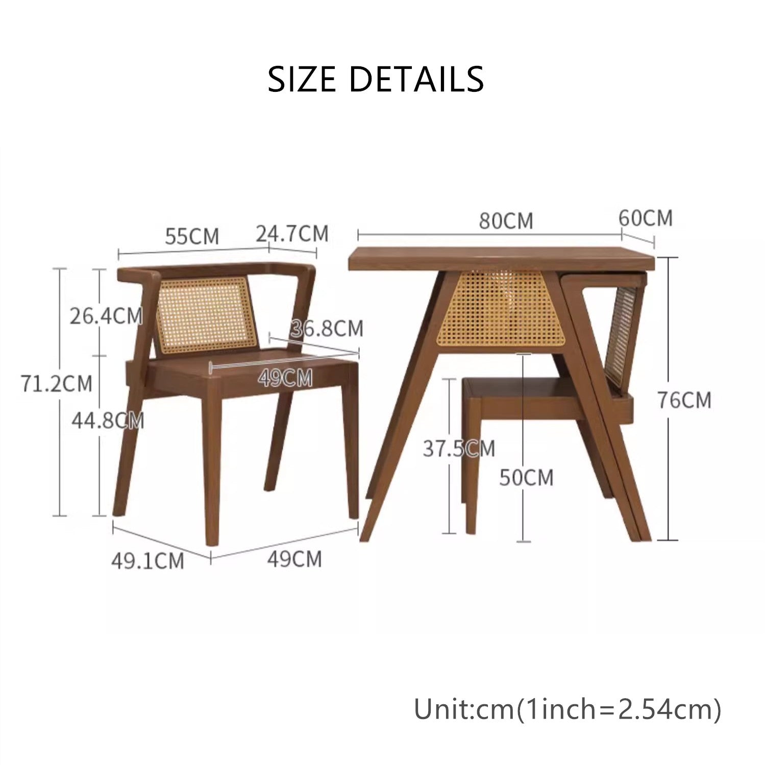 Last 3 days -Space Saver Solid Wood Table with 2 Chairs Set