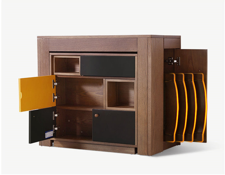 2021 New Design Space Saving Expandable Dining Table with Storage Cabinet