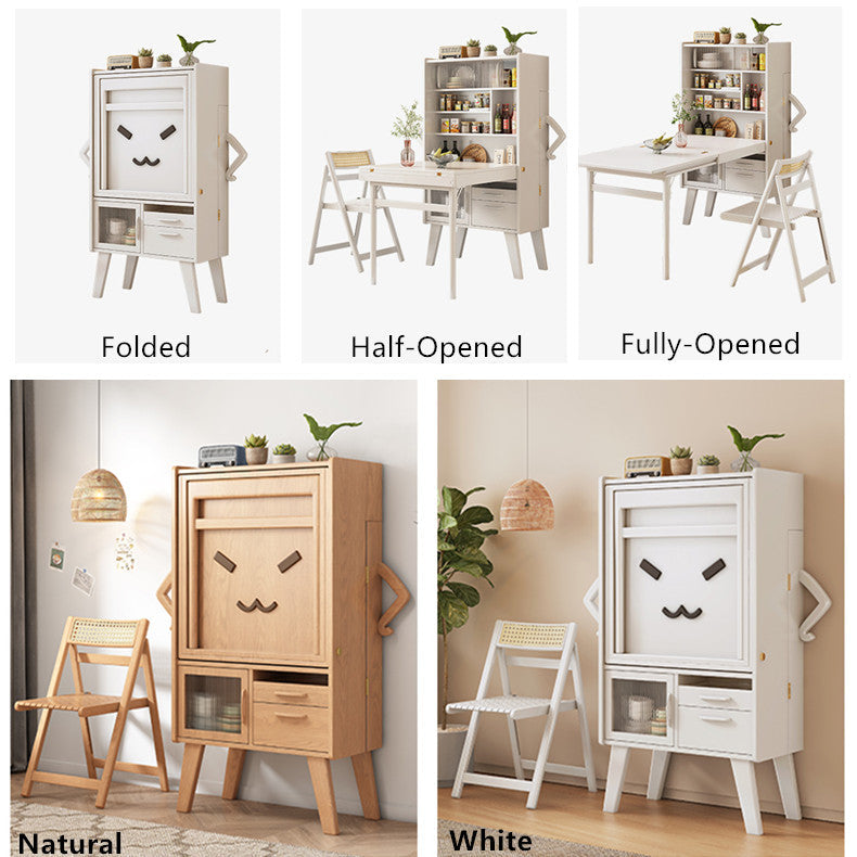 Space Saving Sideboard Table With Folding Chairs