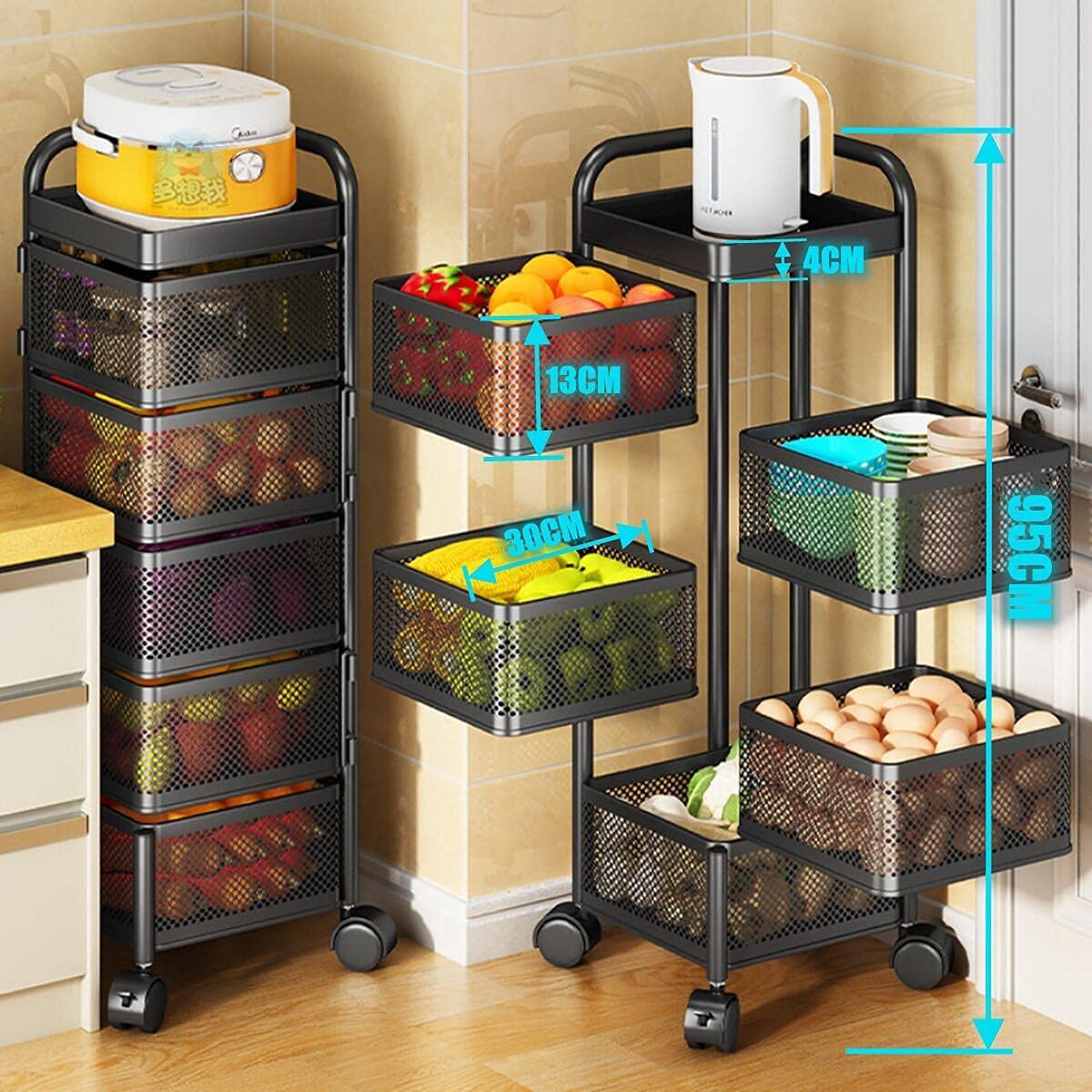 Limited time sale -Multi- Layer Rotating Kitchen Storage Rack with Universal Wheels