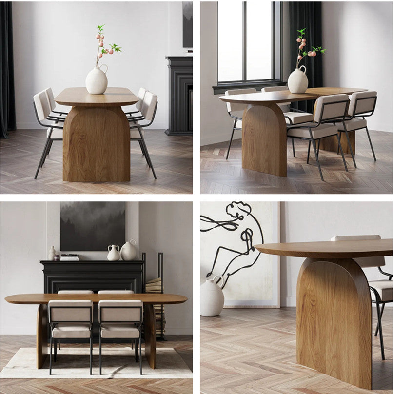 Limited time sale -Solid Wood Top & Pedestals Dining Table