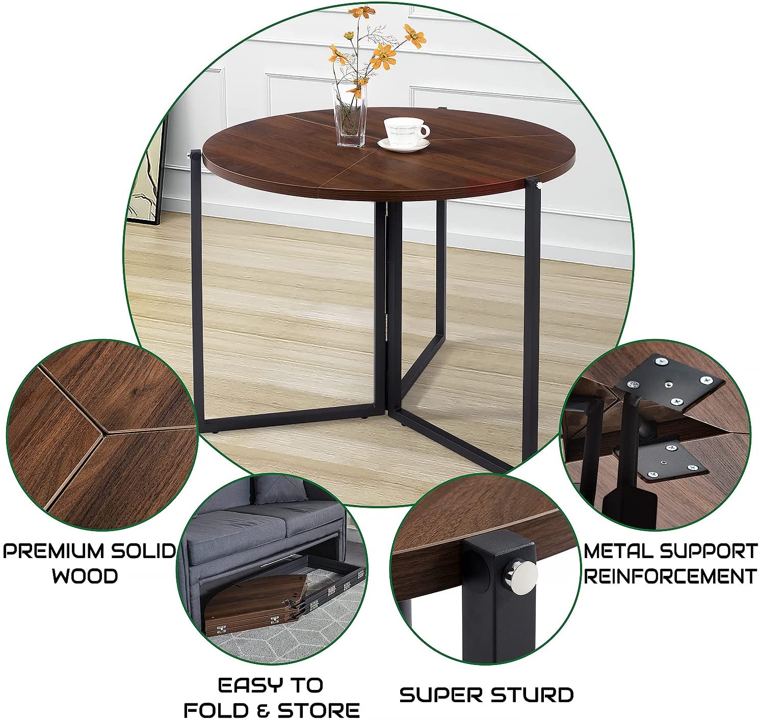 Multifunction Round Folding Space Saver Table