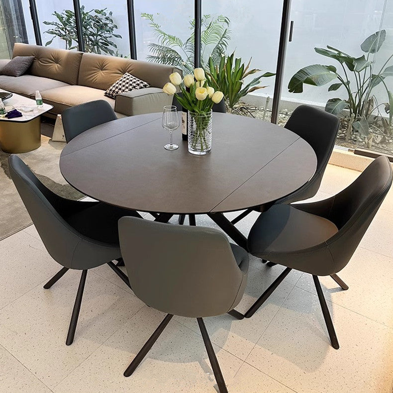 Rotating Extendable Rock Slab Top Round Dining Table