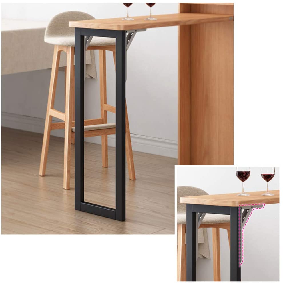 Limited time sale -Folding Retractable Wine Bar Table With WALL Mounted Round Wine Shelf(no chairs)