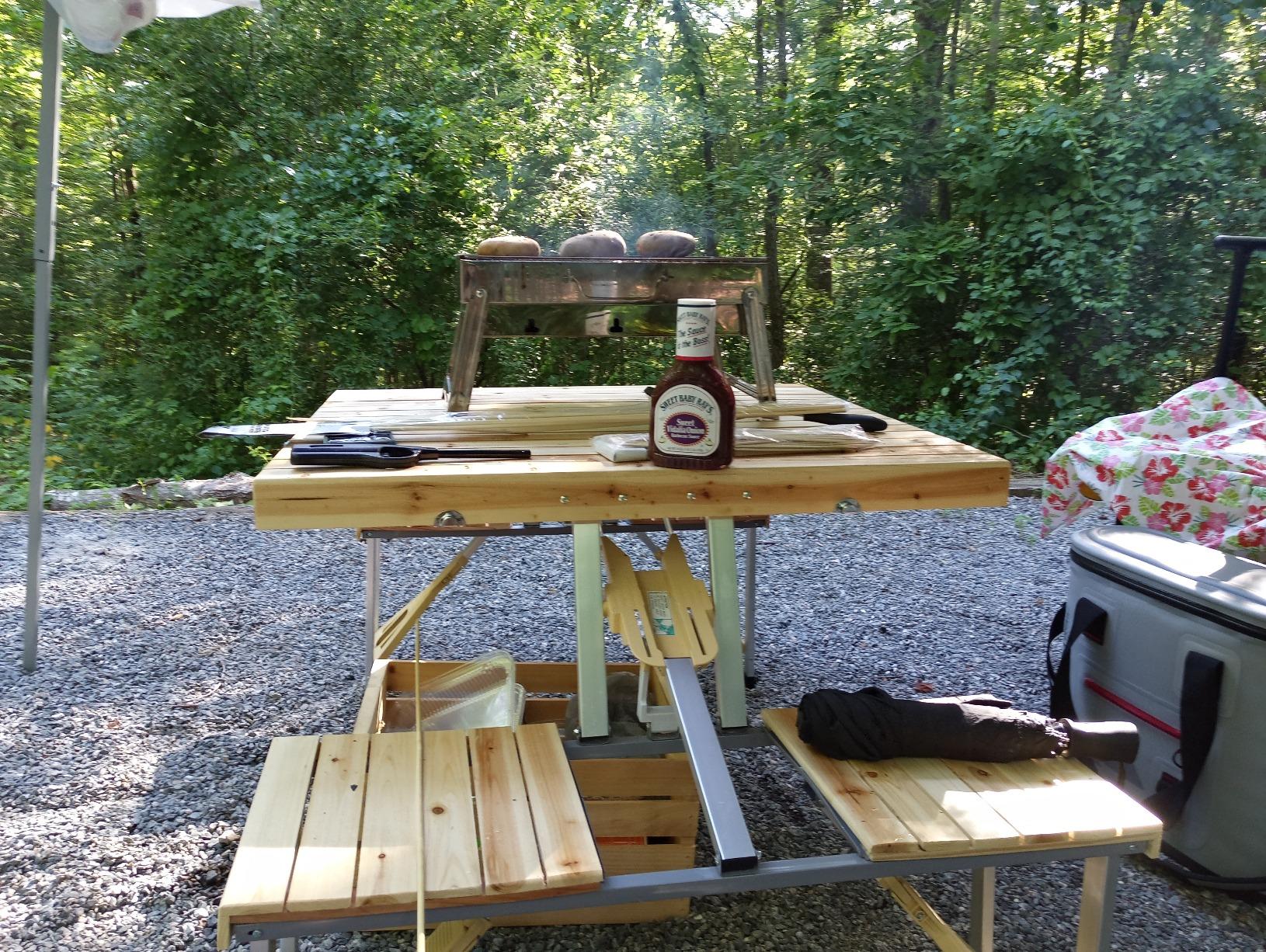 Limited time sale -Aluminium Alloy Outdoor Camping Picnic Table Integrated Folding Table and Chair
