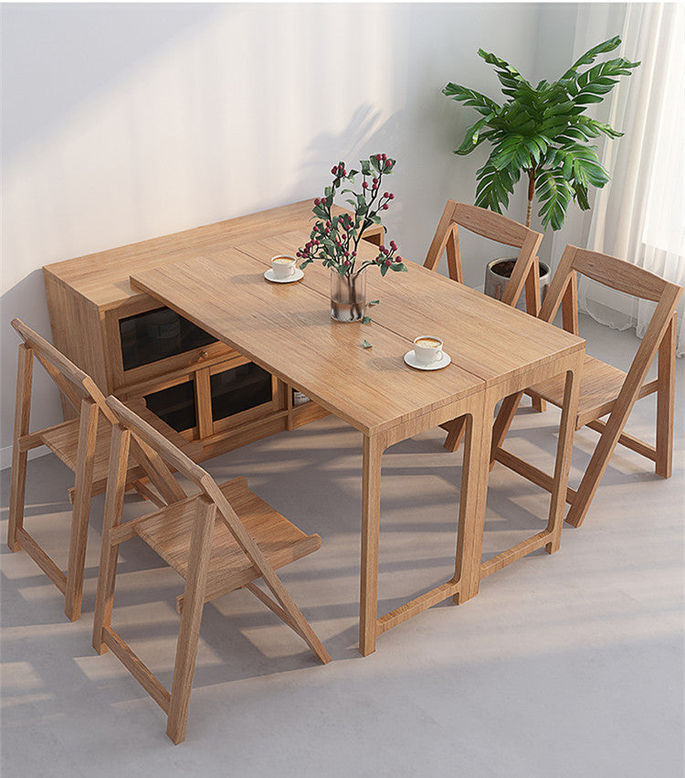 Folding and Expandable Multifunction Dining Table with Hidden Storage Design Cabinet