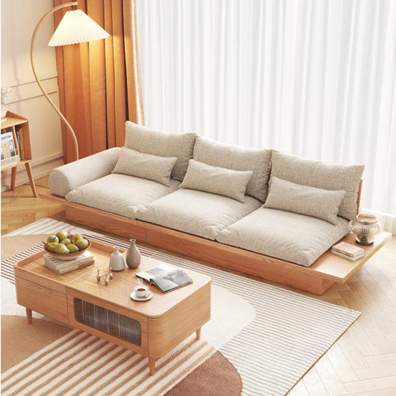 Limited time sale -Japandi Solid Wood Sofa with Storage Underneath