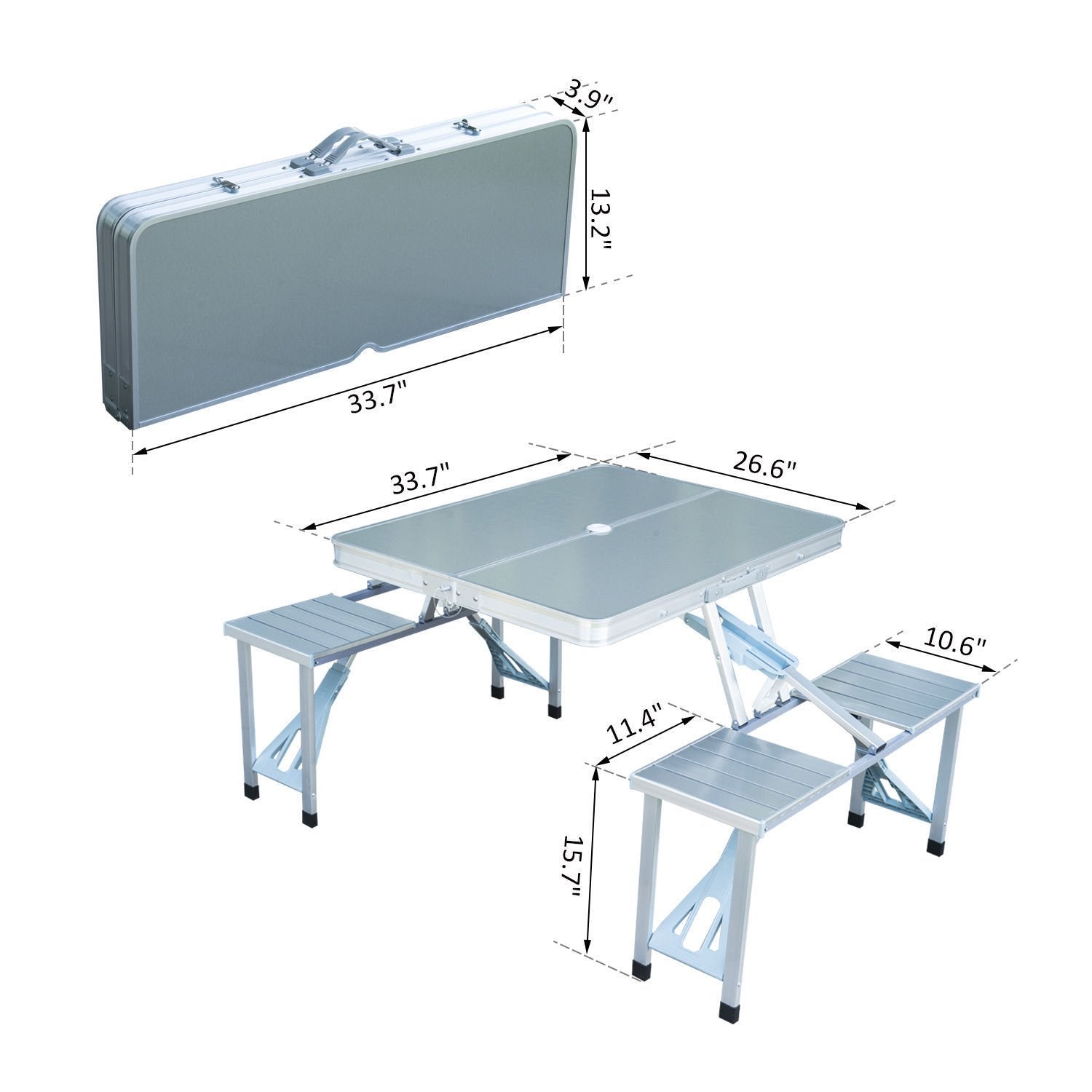 Limited time sale -Aluminium Alloy Outdoor Camping Picnic Table Integrated Folding Table and Chair