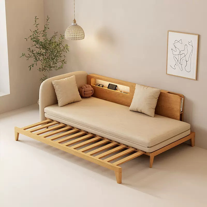Pull Out Sofa Bed with Backrest and Single Armrest