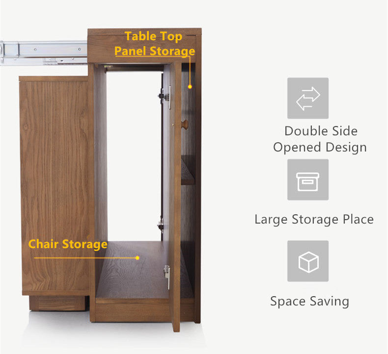 2021 New Design Space Saving Expandable Dining Table with Storage Cabinet