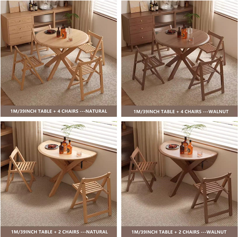 Solid Wood Double Drop Leaf Round Table
