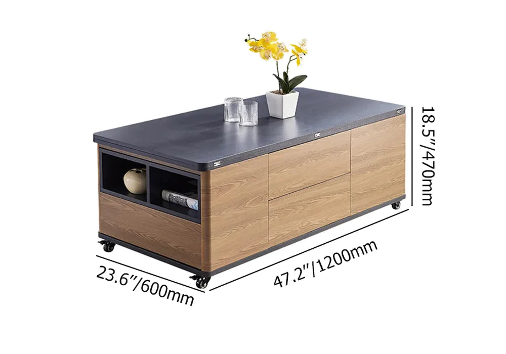 3-In-1 Folding Lift-top Multifunctional Coffee Table With Universal Wheels