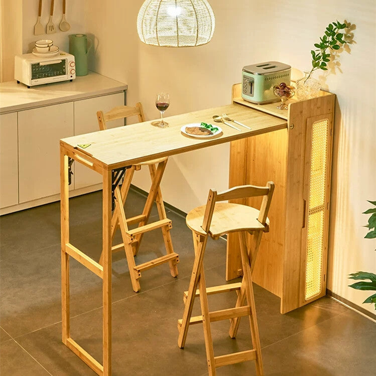 Limited time sale -Folding Bamboo Bar Table with Storage Rack