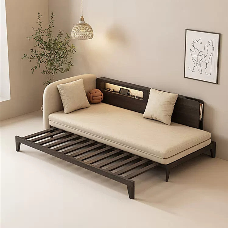 Pull Out Sofa Bed with Backrest and Single Armrest