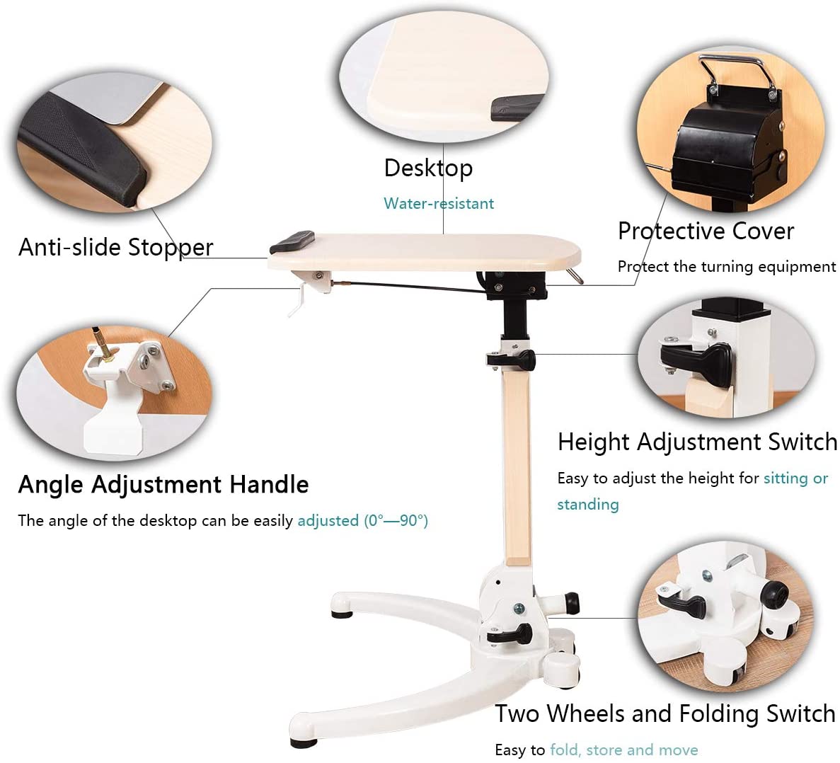 Limited time sale -Foldable Movable Stand up Desk, Overbed Bed Table, Sofa Side Table