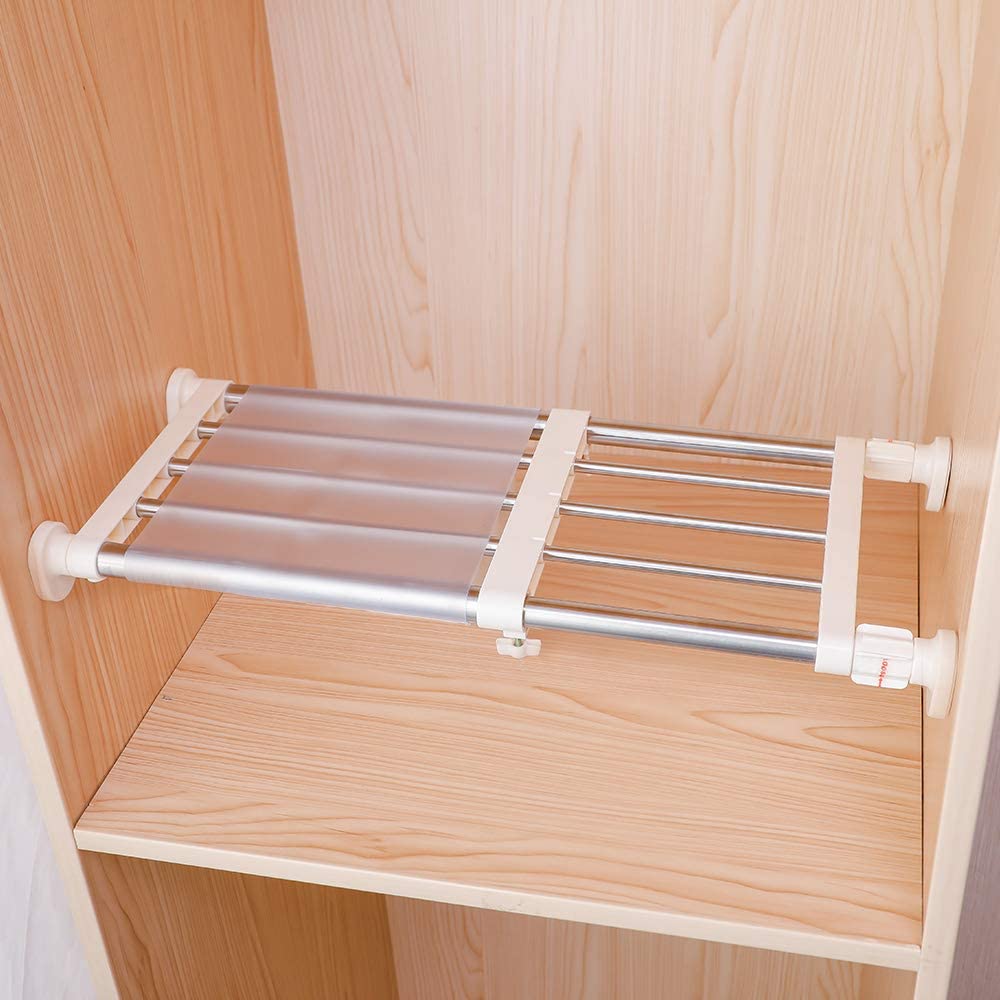 Limited time sale -Expandable Closet Tension Shelf Storage Rack for Wardrobe, Kitchen, Bathroom