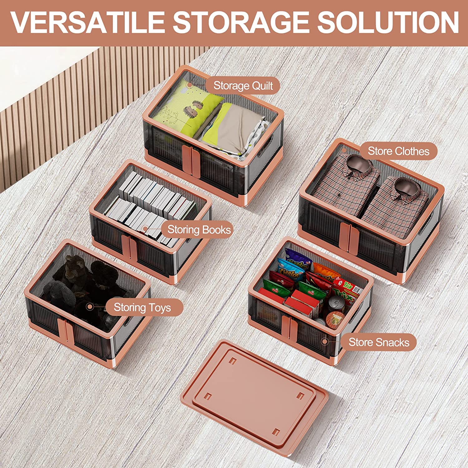 Last 3 days -Stackable and Collapsible Storage Bins with Lids and Doors