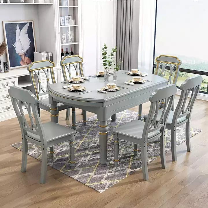 Limited time sale -2 In 1 Round Square Solid Wood Dining Table Set