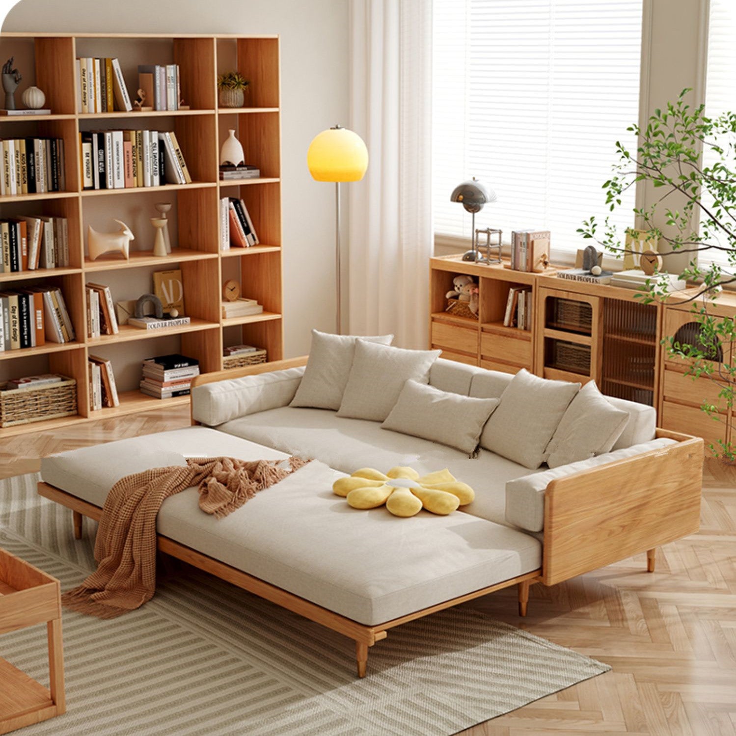 Best Selling -Japandi Solid Wood Frame Sofa Bed