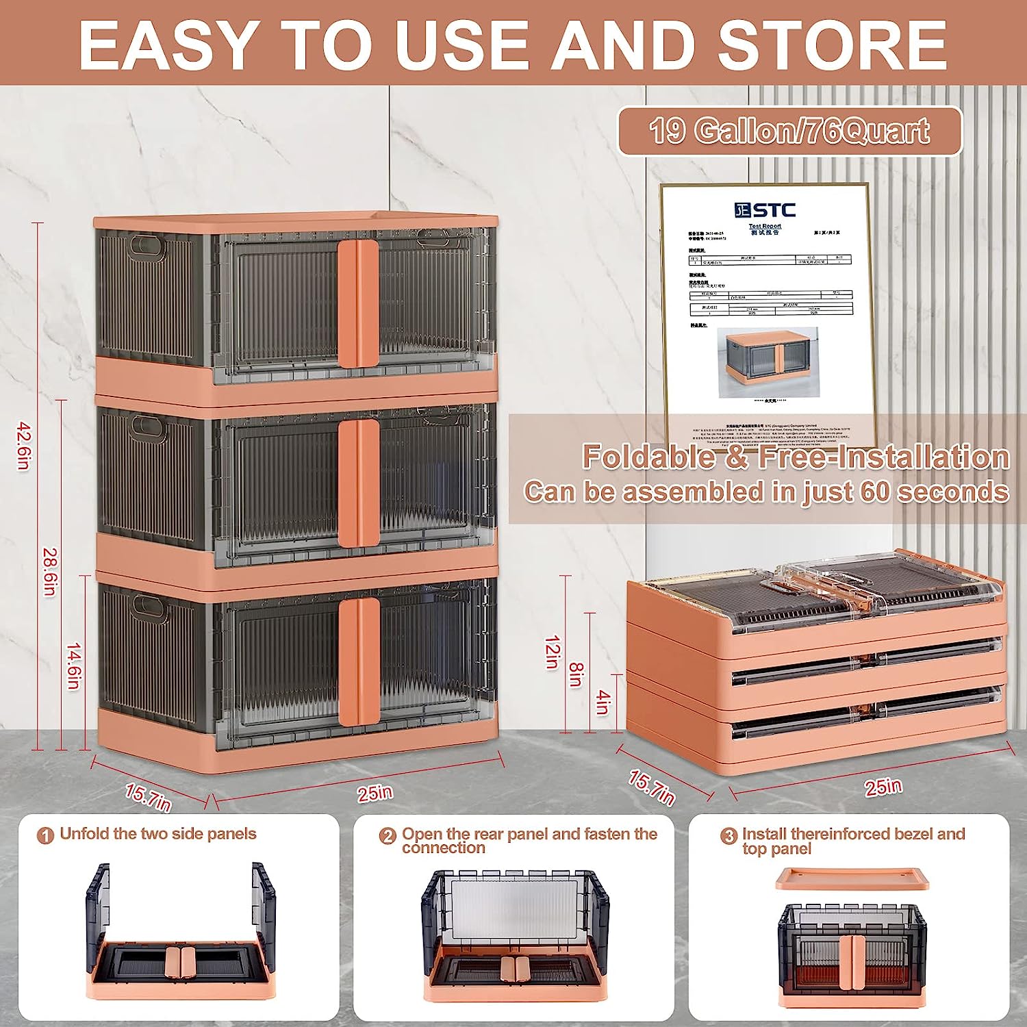 Limited time sale -Stackable and Collapsible Storage Bins with Lids and Doors