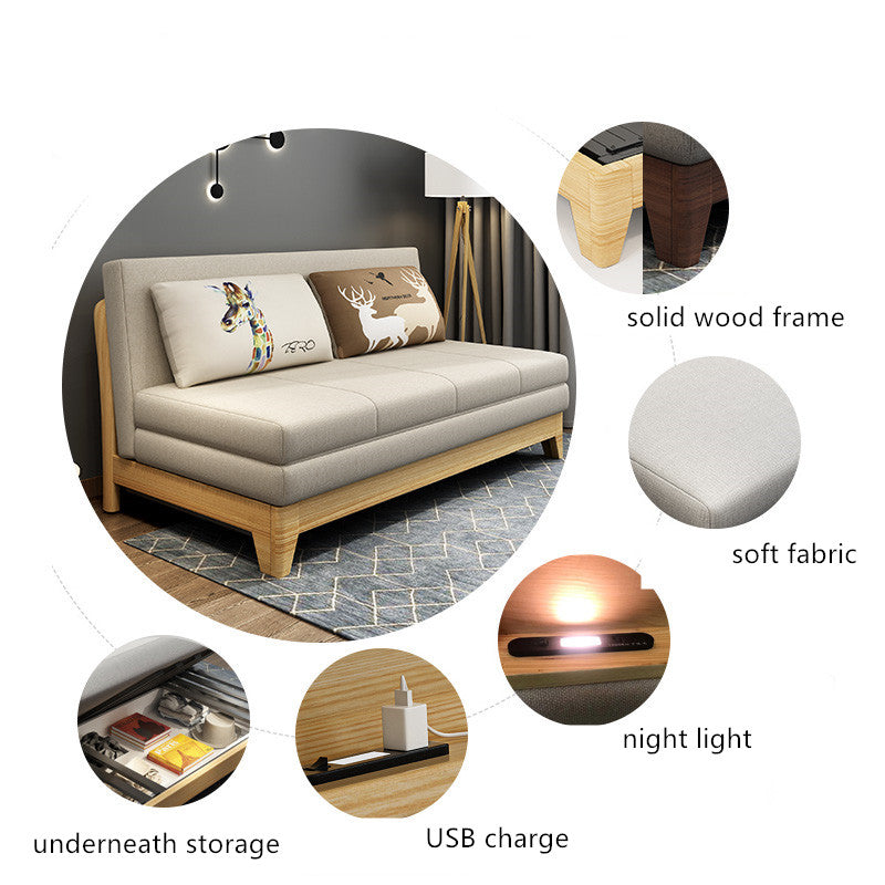 Sofa Bed With Underneath Storage and Night Light