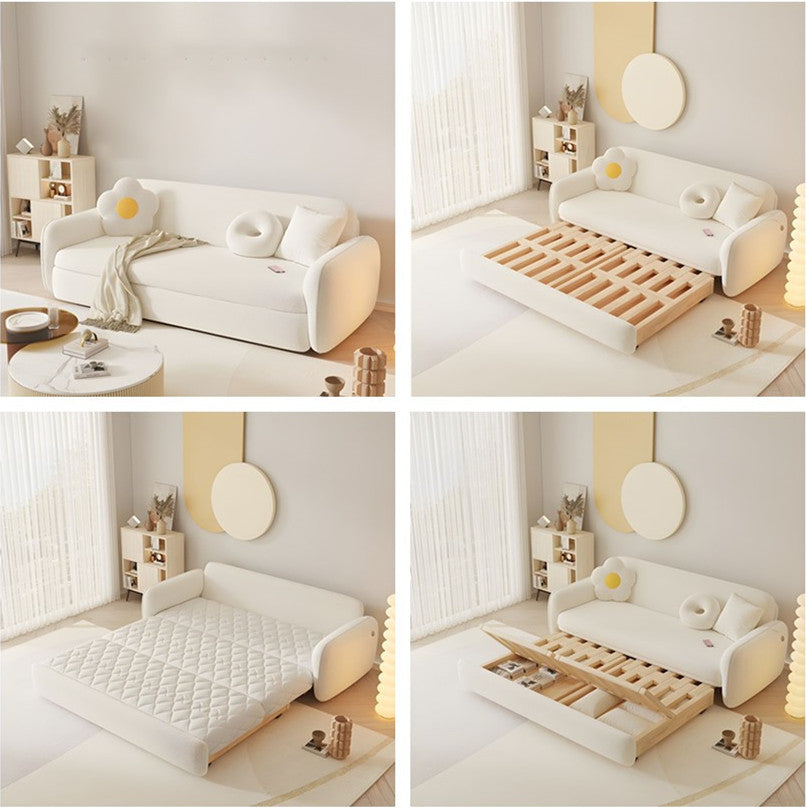 Limited time sale -Berber Fleece Solid Wood Sofa Bed With Underneath Storage