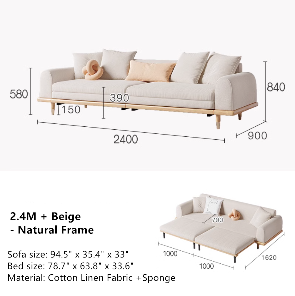 Limited time sale -Japandi Minimalism Solid Wood Sofa Bed