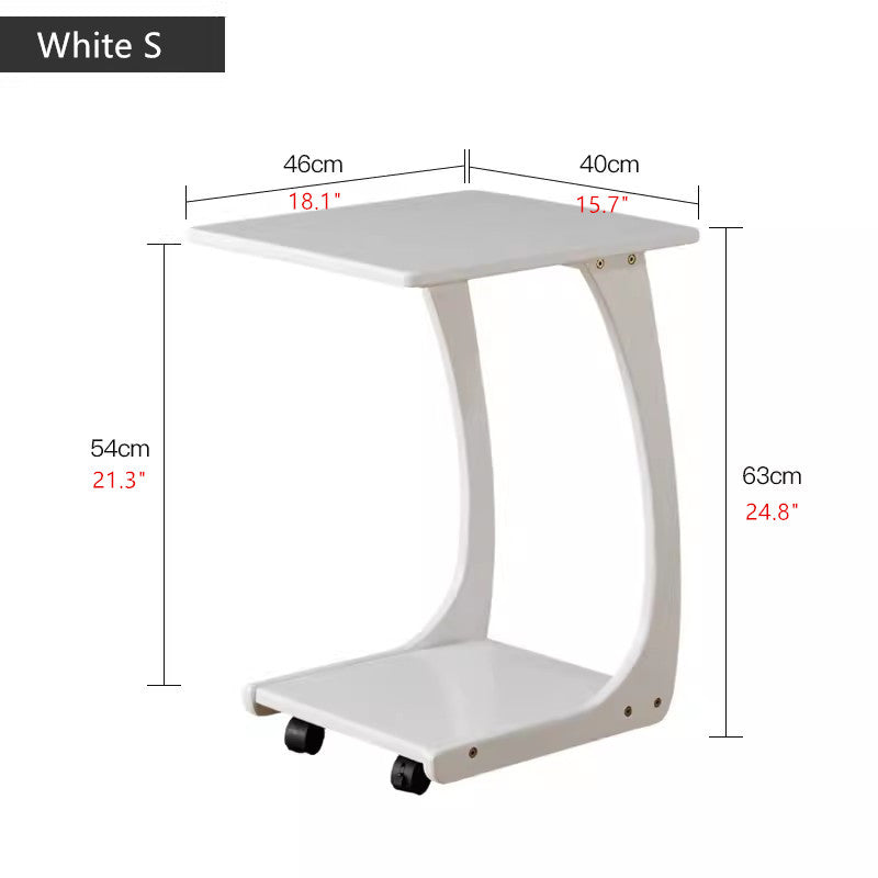 Limited time sale -Solid Wood C-Shaped End Table with Rolling Wheels
