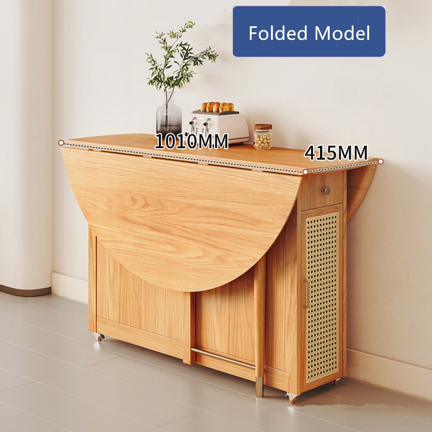 Limited time sale -Double Drop Leaf Round Table with 4 Folding Chairs