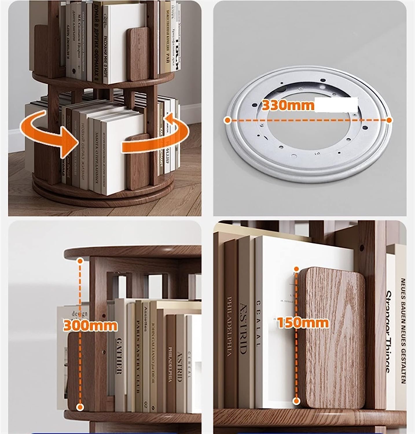 Limited time sale -360° Rotating Solid Wood Bookshelf