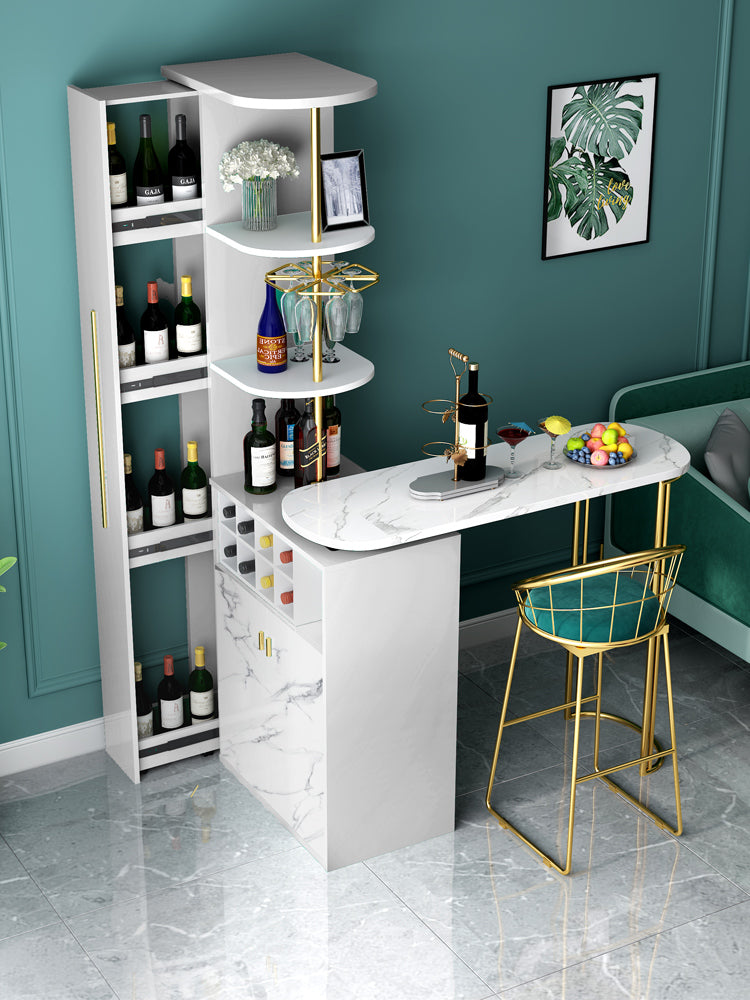 2021 New Design Modern Light Luxury Rotating Wine Bar Table with Cabinet