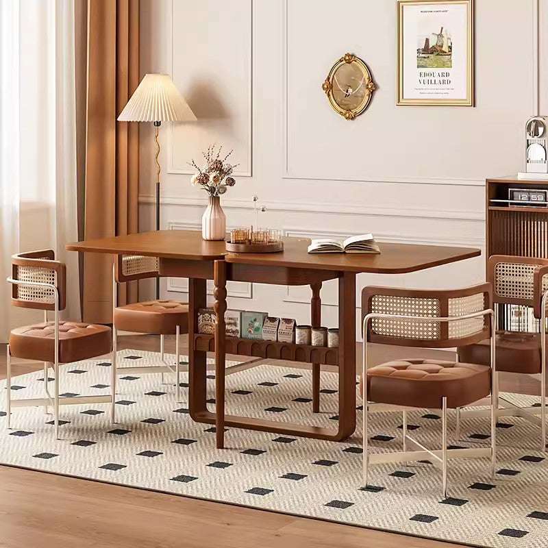 Extendable Tabletop Solid Wood Dining Table with 4 Chairs